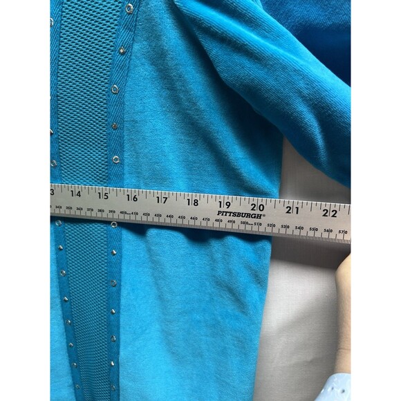 Alfred Dunner Women’s 14 Teal Blue 3 Piece Velour Track Suit Bling Granny Core - Picture 13 of 16